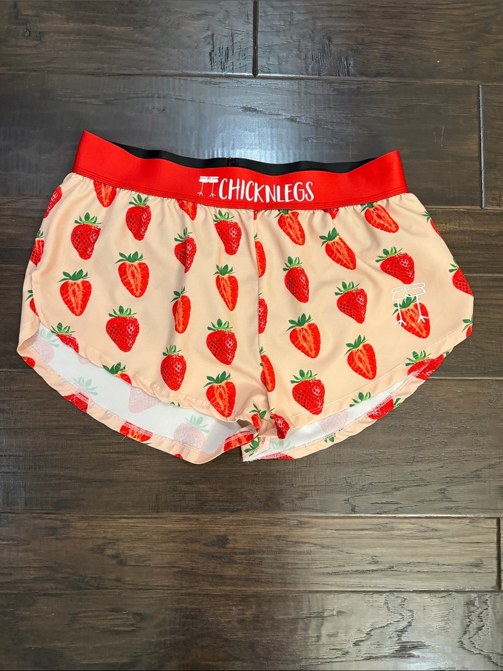 ChicknLegs Red Strawberry Print Athletic Shorts